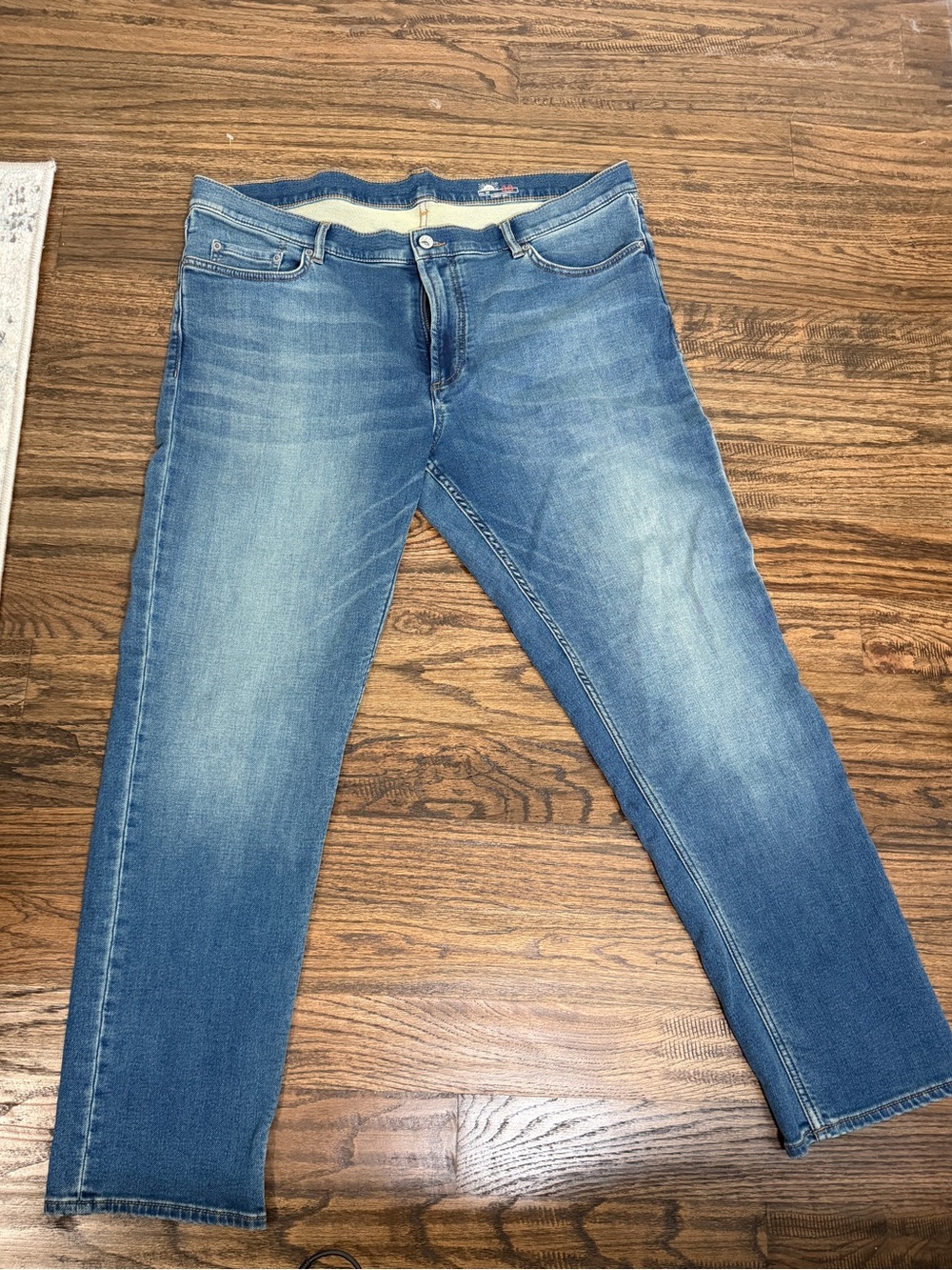 Faherty Light Blue Terry Easton Wash Straight Jeans Size 38 x 30